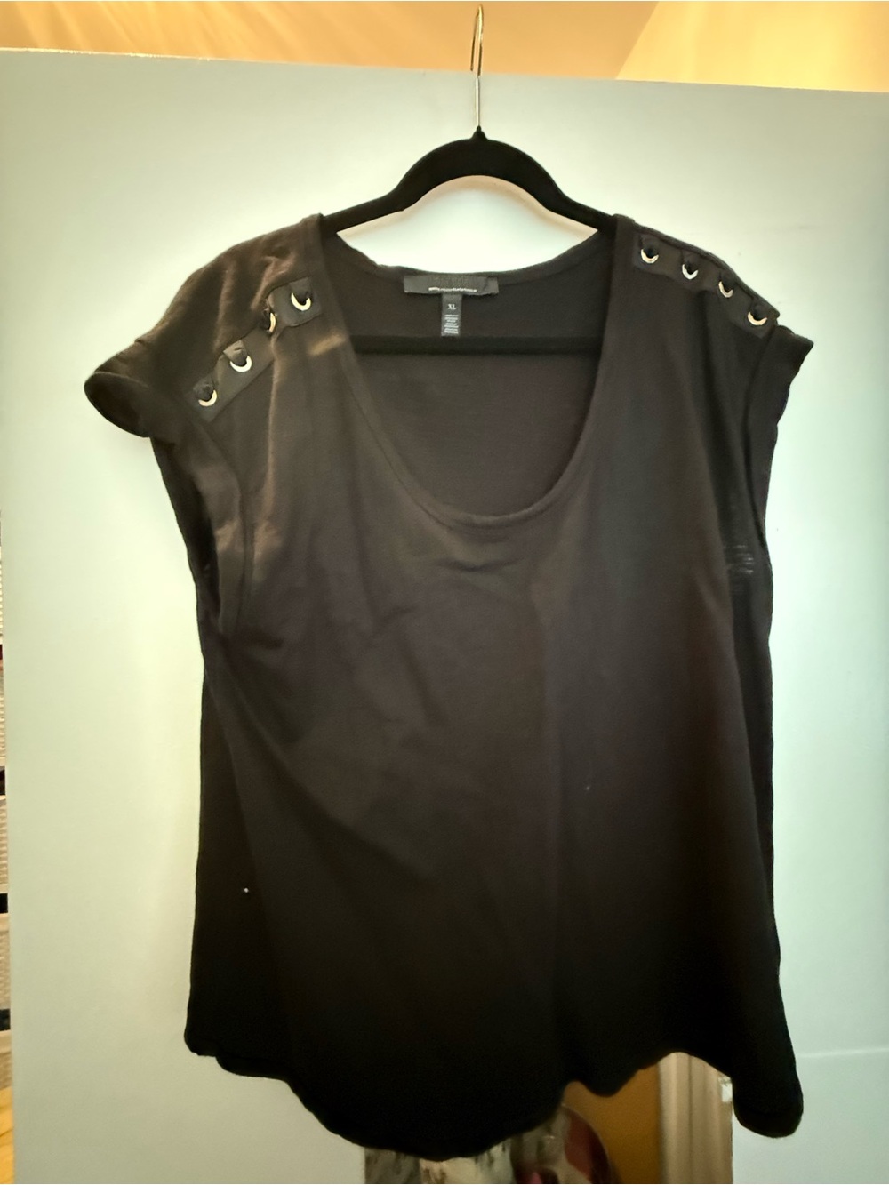 White House Black Market Black Grommet Shoulder Tank
